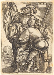 Porte-étendard à cheval et fantassin - Barthel Beham