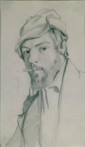 Selbstporträt von Barthélemy Menn mit Zigarre von Barthélemy Menn