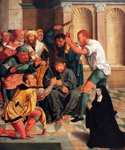 Allemand : Dornenkrönung Christi mit kniender Benediktinerin als Stifterin Christ couronné d