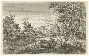 Paysage avec homme et garçon - Bartholomäus Ignaz Weiss (attributed to)