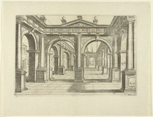 Bâtiment avec double arche au centre de style dorique (Perspective, partie 2)
