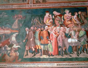 Fresque des Israélites traversant la mer Rouge, 14ème siècle - Bartolo di Fredi