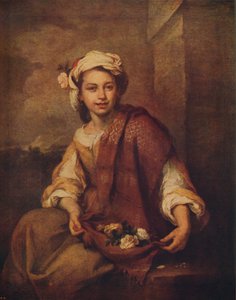 Une fille aux fleurs espagnole, 1665-1670, vers 1915 - Bartolomé Esteban Murillo