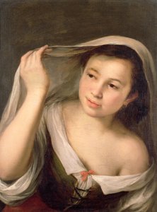 Une jeune fille levant son voile