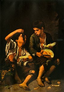 Garçons mangeant des fruits