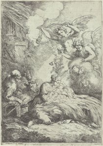 Naissance du Christ avec des anges
