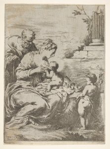 La Sainte Famille avec le petit Saint Jean-Baptiste à droite