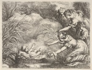 La découverte de Moïse sauvé du Nil par les servantes de la fille de Pharaon, 1650-57