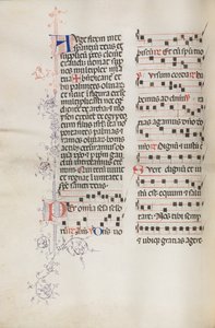 Missale: Fol. 111v, contient de la musique dans le cadre de la liturgie du dimanche des Rameaux, 1469 - Bartolomeo Caporali