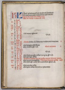 Missale : Fol. 4v : Page du calendrier d