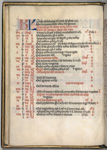 Missale : Fol. 6v : Page du calendrier d