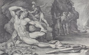 Planche 6 : Ulysse enfonçant un pieu brûlant dans l