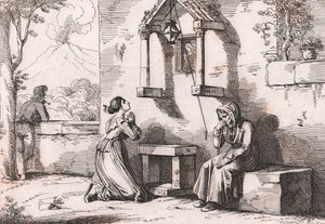 Une fille priant la Madone pour sa mère malade, gravure par Bartolomeo Pinelli - Bartolomeo Pinelli