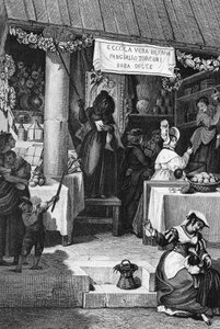 Befana (sorcière de Noël italienne), étal vendant des bonbons et du nougat sur la Piazza Navona pendant l