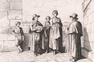 Aveugle chantant et jouant, gravure par Bartolomeo Pinelli - Bartolomeo Pinelli