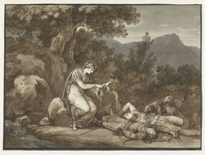 Colma pleurant la mort de Salgar et de son frère - Bartolomeo Pinelli