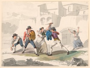 Dessin, Une dispute domestique à Tivoli, 1807-08 - Bartolomeo Pinelli