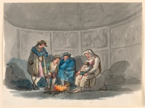 Dessin, Une famille de bergers la nuit, 1807-08 - Bartolomeo Pinelli