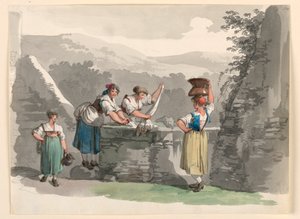 Dessin, Lessive dans les montagnes près de Rome, 1807-08