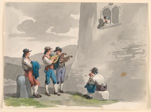 Dessin, La Sérénade, 1807-08 - Bartolomeo Pinelli
