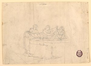 Dessin, trois femmes en train de laver, 1800-25 - Bartolomeo Pinelli