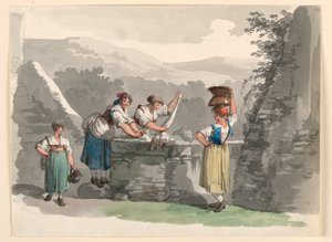 Blanchisserie dans les montagnes près de Rome - Bartolomeo Pinelli