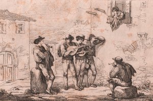 Sérénade à Rome, gravure de Bartolomeo Pinelli - Bartolomeo Pinelli