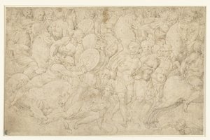 Combat entre cavalerie et infanterie et enlèvement de prisonniers - Bartolommeo Neroni (attributed to)