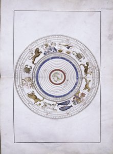 Zodiaque comme sphères avec la terre au centre du Portolan Atlas, 1546 - Battista Agnese