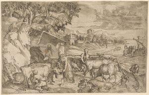 Paysage avec bétail