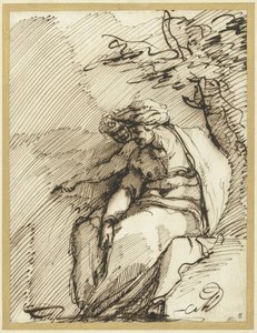 Sibylle avec un génie sous un arbre - Battista Franco (possibly)