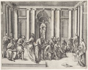 Christ parmi les scribes dans le temple - Battista Franco