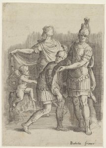 Trois soldats et un putto - Battista Franco