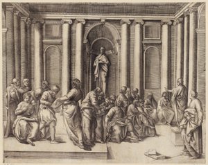 Zwölfjähriger Jesus diskutiert mit den Tempelgelehrten