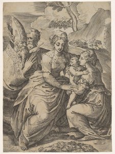 Madone et enfant avec des saints après Parmigianino - Battista del Moro