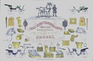 Publicité pour Felix Van de Velde-Decaluwe, fabricants de voitures à cheval, Bruges, Belgique - Belgian School