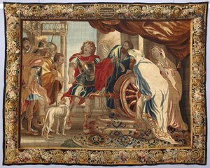 Le roi Alexandre le Grand tranche le nœud gordien. Tapisserie réalisée dans les manufactures de Bruxelles. XVIe siècle Gênes, Musei di Strada Nuova - Belgian School