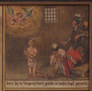 Maarke. Chapelle (Sint-Vincentiuskapel). intérieur. Peinture. Le martyre de Saint Vincent. 19ème siècle. (détail) - Belgian School
