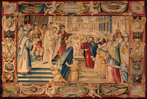 Passion du Christ : Jésus est présenté à la foule. Tapisserie des manufactures de Bruxelles. 16ème siècle, Gênes, Musei di Strada Nuova