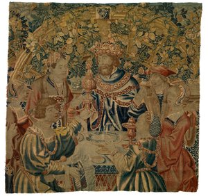 Tapisserie, Banquet avec Roi dans une Arcade, possiblement réalisée à Bruxelles, Belgique - Belgian School