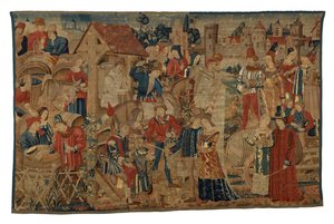 Tapisserie représentant des vendangeurs, de Tournai, c.1460-70 - Belgian School