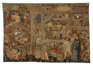 Tapisserie représentant les Vignerons, de Tournai, vers 1460-70 - Belgian School