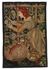 Fragment de tapisserie représentant un Vendangeur, peut-être de Tournai - Belgian School