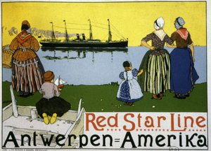 Paquebot transatlantique Anvers/Amérique. Publicité pour la Red Star Line, vers 1900