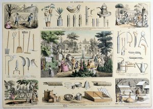 Représentation éducative du jardinage, avec illustrations d