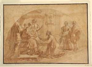 Dessin, le pape recevant un visiteur, 1590-1646