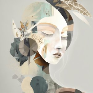 Femme sereine et abstraite