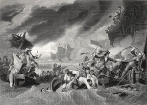Bataille de La Hogue, gravée par W. French - Benjamin (after) West