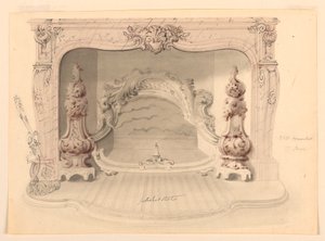 Dessin, grille en fonte, vers 1840
