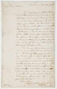 Lettre autographe à Mme Ann Penn, Londres, 20 novembre 1766